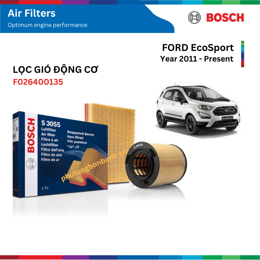 Lọc gió động cơ xe EcoSport đời xe 2011 đến, Bosch Air Filters F026400135, EcoSport