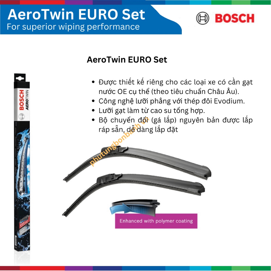 Bộ gạt mưa xe ô tô PEUGEOT 2008 (2021-), Bosch AeroTwin OE Set A746S, size 24" & 14", gạt nước xe PEUGEOT 2008