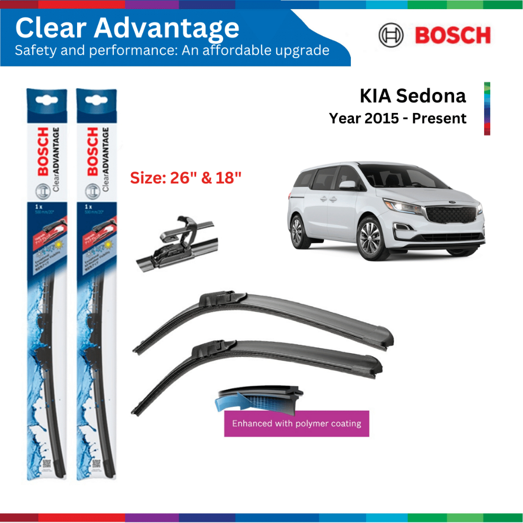 Bộ gạt mưa xe KIA Sedona, đời xe 2015 đến nay, Bosch Clear Advantage, size 26" & 18"