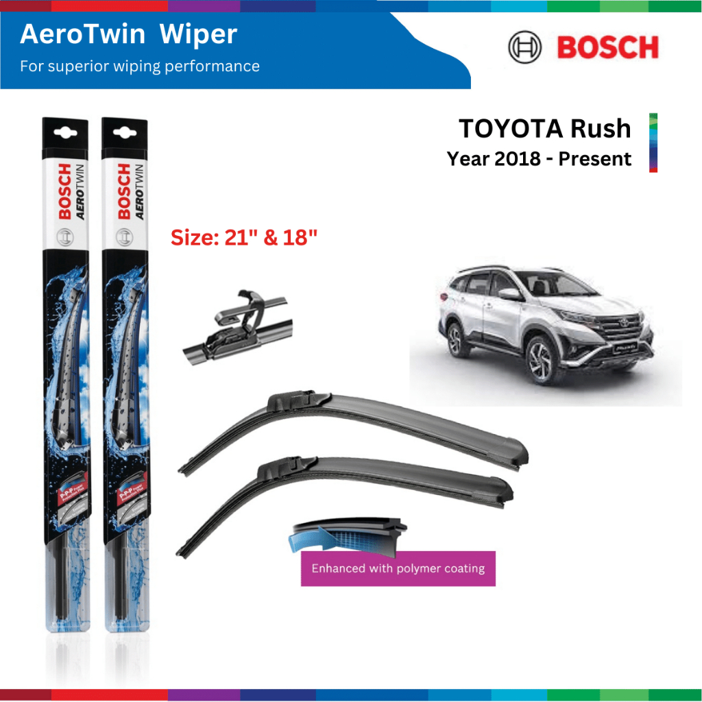 Bộ gạt mưa xe ô tô Rush (2018-), Bosch AeroTwin, size 21" & 18", gạt nước xe Toyota Rush, Rush