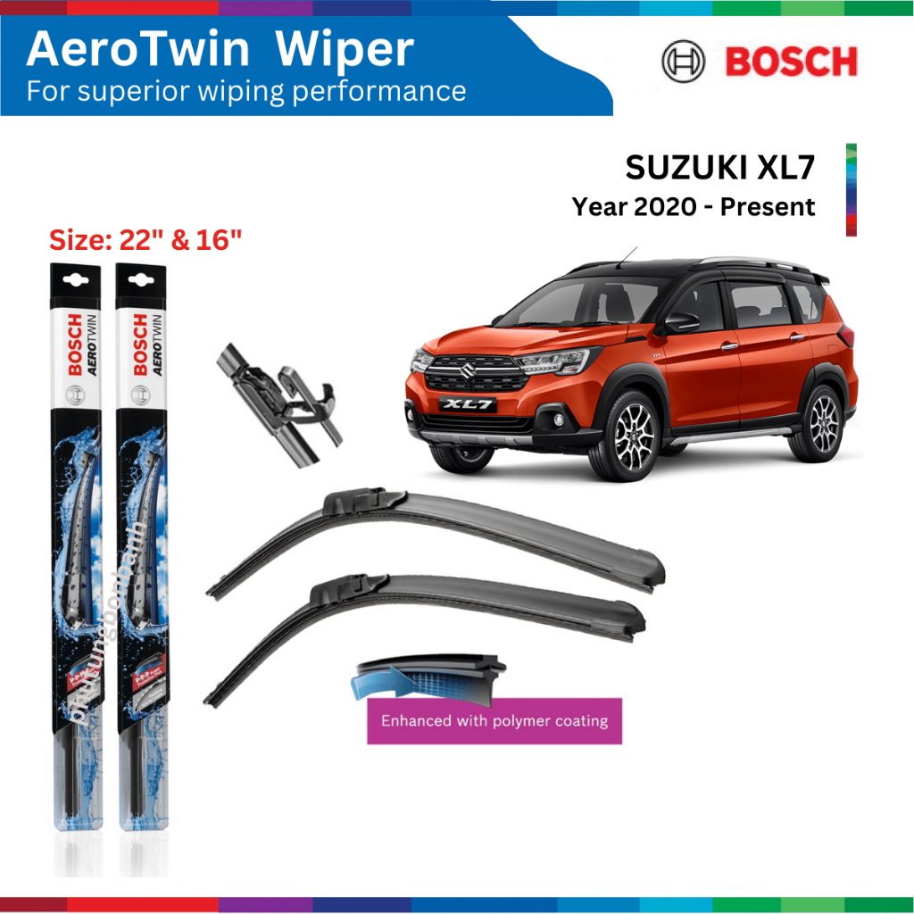 Bộ gạt mưa xe ô tô SUZUKI XL7 (20-), Bosch AeroTwin, móc chữ U, size 24" & 16",Gạt nước xe XL7