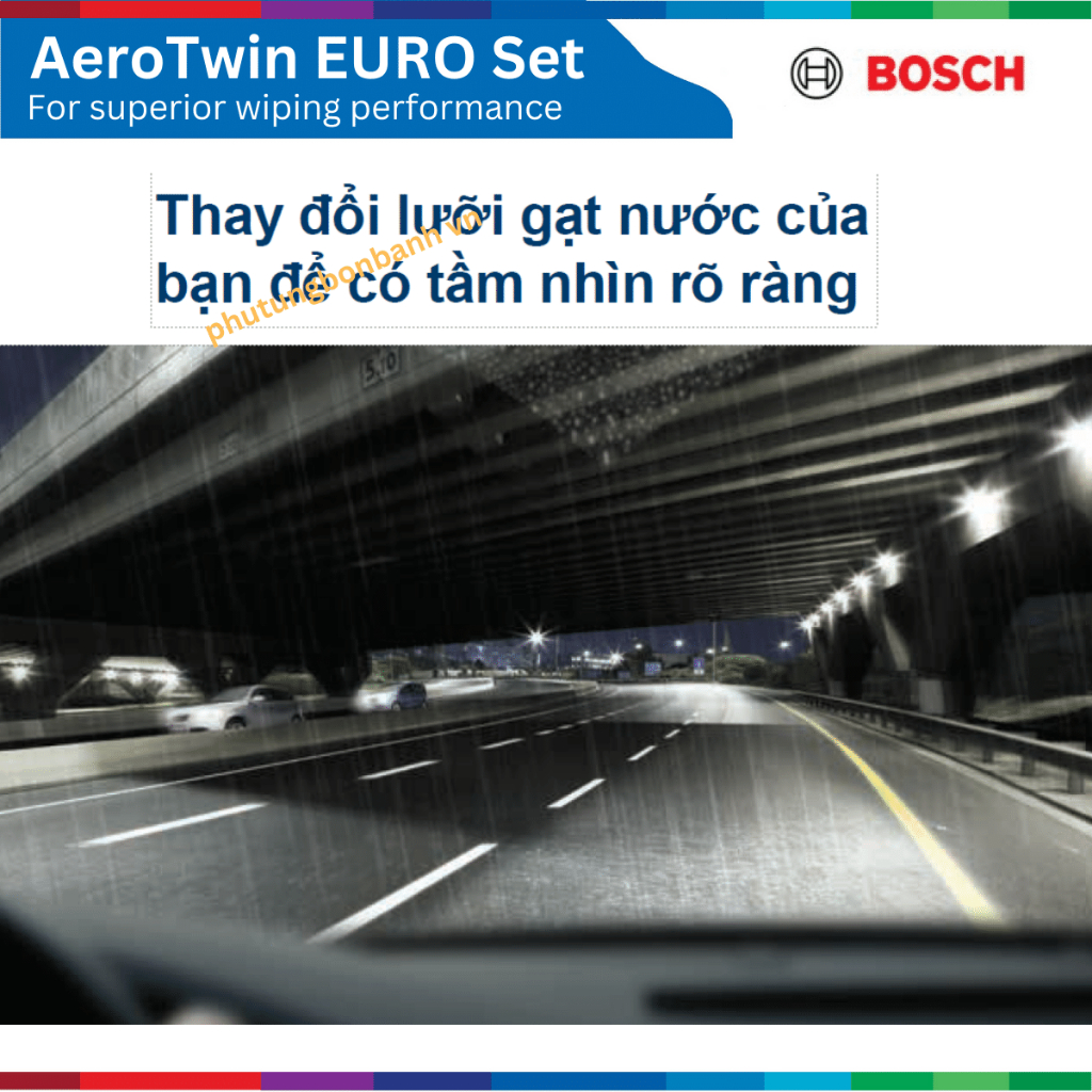 Bộ gạt mưa xe AUDI A4, đời xe 2011 đến nay, Bosch AeroTwin OE Set A297S, size 24" & 20", gạt nước xe Audi A4