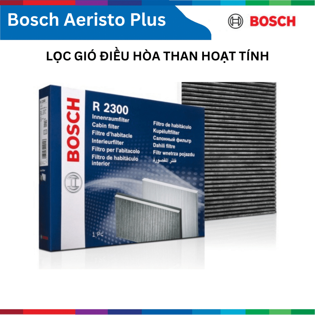 Lọc gió điều hòa than hoạt tính cho xe ô tô, Bosch Aeristo Plus, lọc gió máy lạnh ô tô, phụ tùng ô tô