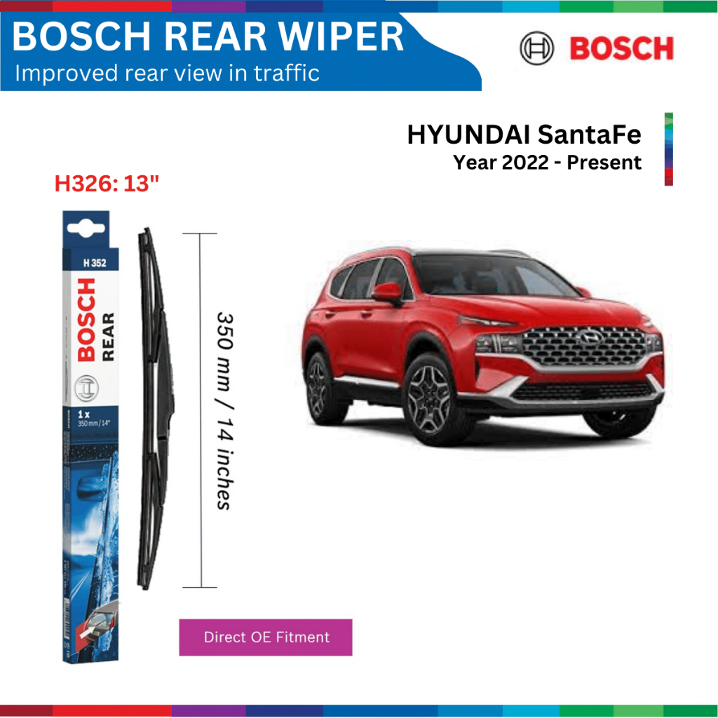 Gạt mưa sau HYUNDAI SantaFe (22-), Bosch Rear H326 - 13", gạt nước sau SantaFe, phụ tùng ô tô